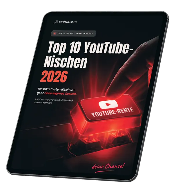 Tablet mit dem E-Book Top 10 YouTube-Nischen 2026