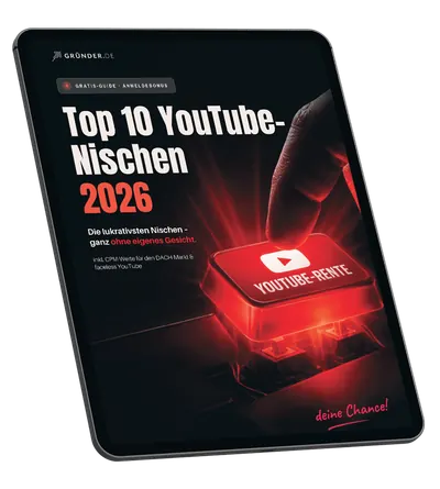 Tablet mit dem E-Book Top 10 YouTube-Nischen 2026